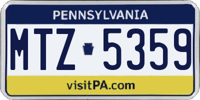 PA license plate MTZ5359
