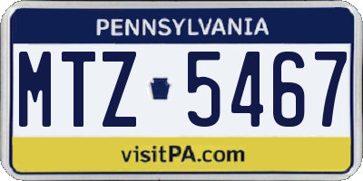 PA license plate MTZ5467