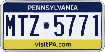 PA license plate MTZ5771