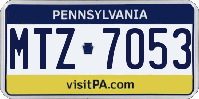 PA license plate MTZ7053