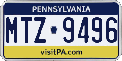 PA license plate MTZ9496