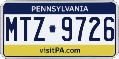 PA license plate MTZ9726