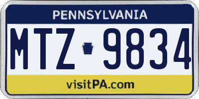 PA license plate MTZ9834
