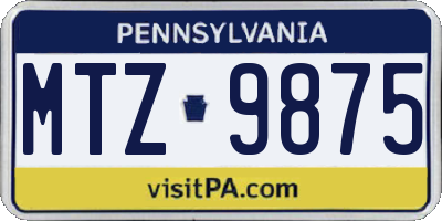 PA license plate MTZ9875