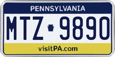 PA license plate MTZ9890