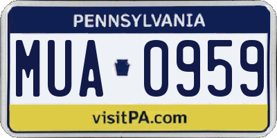 PA license plate MUA0959