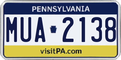 PA license plate MUA2138