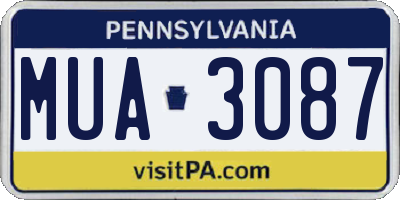 PA license plate MUA3087