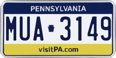 PA license plate MUA3149