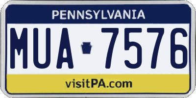 PA license plate MUA7576