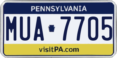 PA license plate MUA7705