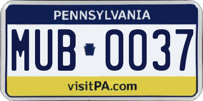PA license plate MUB0037