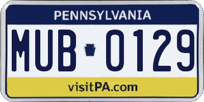 PA license plate MUB0129