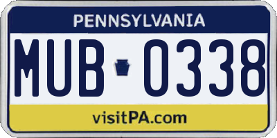 PA license plate MUB0338