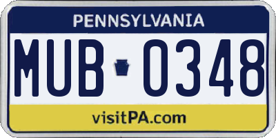 PA license plate MUB0348