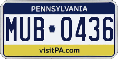 PA license plate MUB0436