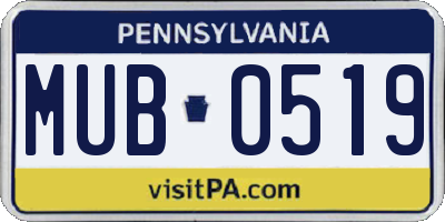 PA license plate MUB0519