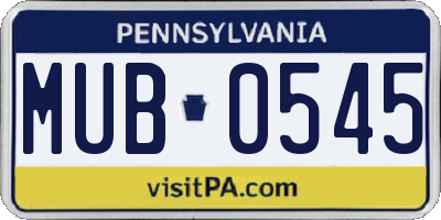PA license plate MUB0545