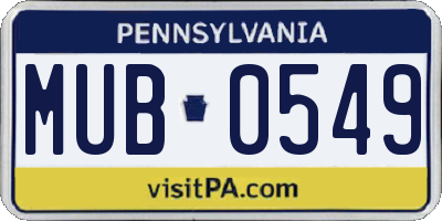 PA license plate MUB0549