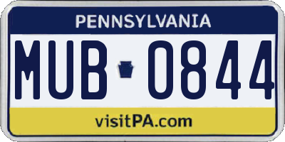 PA license plate MUB0844