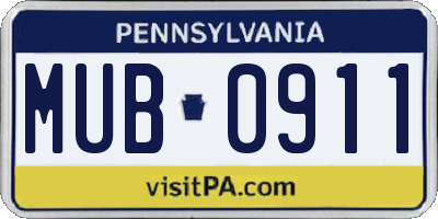 PA license plate MUB0911
