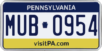 PA license plate MUB0954