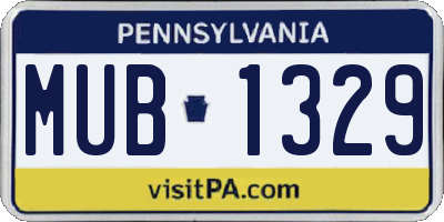 PA license plate MUB1329