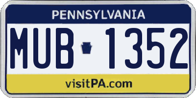 PA license plate MUB1352
