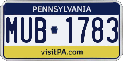 PA license plate MUB1783