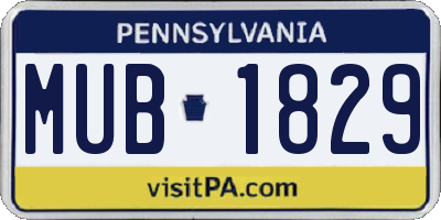 PA license plate MUB1829