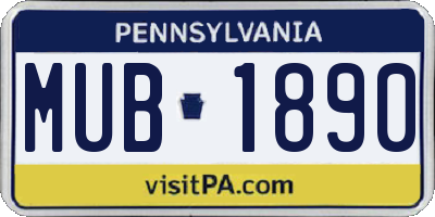 PA license plate MUB1890