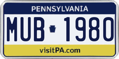 PA license plate MUB1980