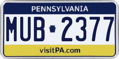 PA license plate MUB2377