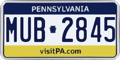 PA license plate MUB2845