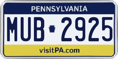 PA license plate MUB2925