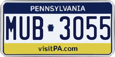 PA license plate MUB3055