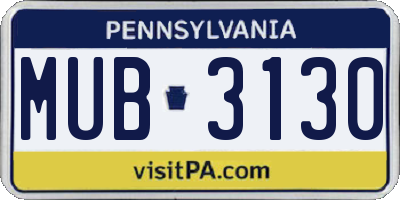 PA license plate MUB3130