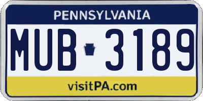 PA license plate MUB3189