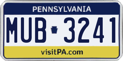 PA license plate MUB3241