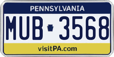 PA license plate MUB3568