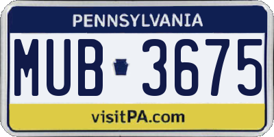 PA license plate MUB3675