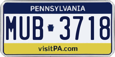 PA license plate MUB3718