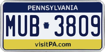 PA license plate MUB3809