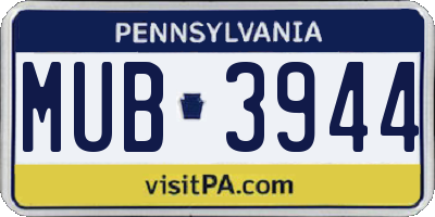 PA license plate MUB3944