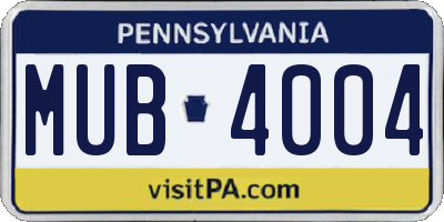 PA license plate MUB4004