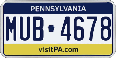 PA license plate MUB4678
