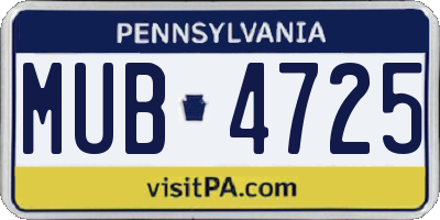 PA license plate MUB4725
