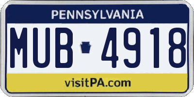 PA license plate MUB4918