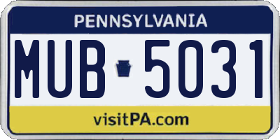 PA license plate MUB5031