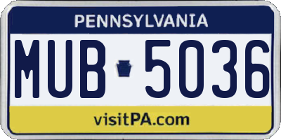 PA license plate MUB5036